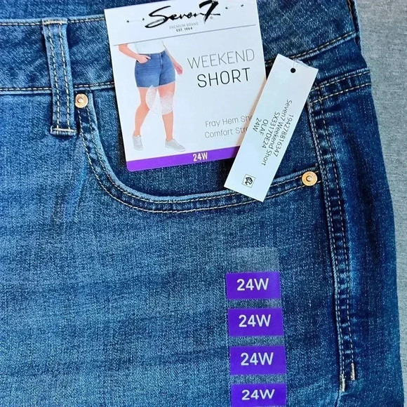 NWT Seven 7 weekend Jean Shorts Fray Hem comfort stretch 24W women’s - Picture 4 of 8